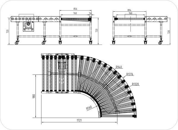 不銹鋼滾筒轉彎輸送機示意圖 不銹鋼滾筒轉彎輸送機示意圖