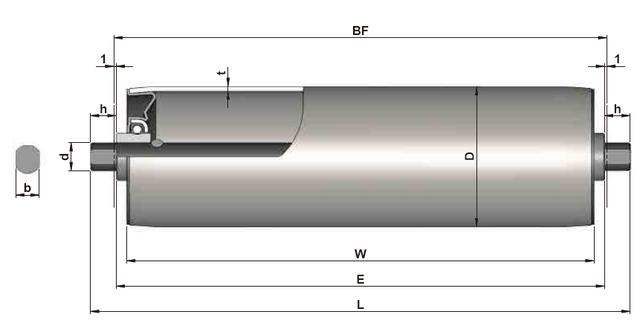 銑扁式滾筒示意圖 銑扁式滾筒示意圖